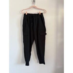 Mondetta Womens Black Cargo Jogger Pants High Rise Elastic Waist Size Medium